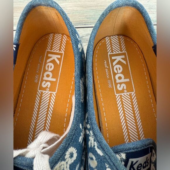 Keds Comfy Lace Up Walking Sneakers Blue Floral Print- Sz 6.5 - Picture 6 of 15